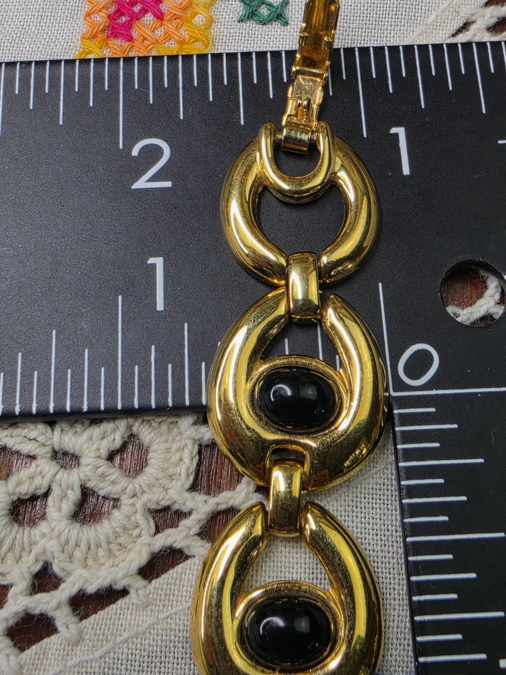 Monet Gold-Tone Bracelet with Black Cabochons